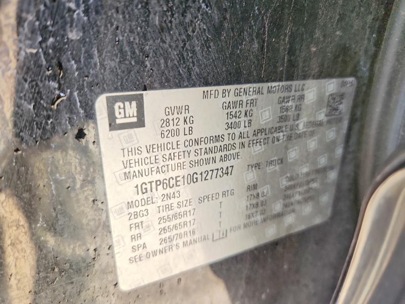 Aukcja sprzedaży 2016 Gmc Canyon, vin: 1GTP6CE10G1277347, numer aukcji: 65654886