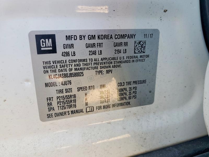 Aukcja sprzedaży 2018 Buick Encore, vin: KL4CJASB0JB580025, numer aukcji: 65676756
