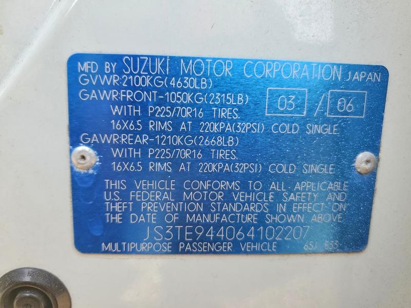 Продажа на аукционе авто 2006 Suzuki Grand Vitara, vin: JS3TE944064102207, номер лота: 63291926