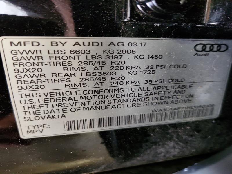 Aukcja sprzedaży 2017 Audi Q7, vin: WA1LAAF71HD050909, numer aukcji: 65276296