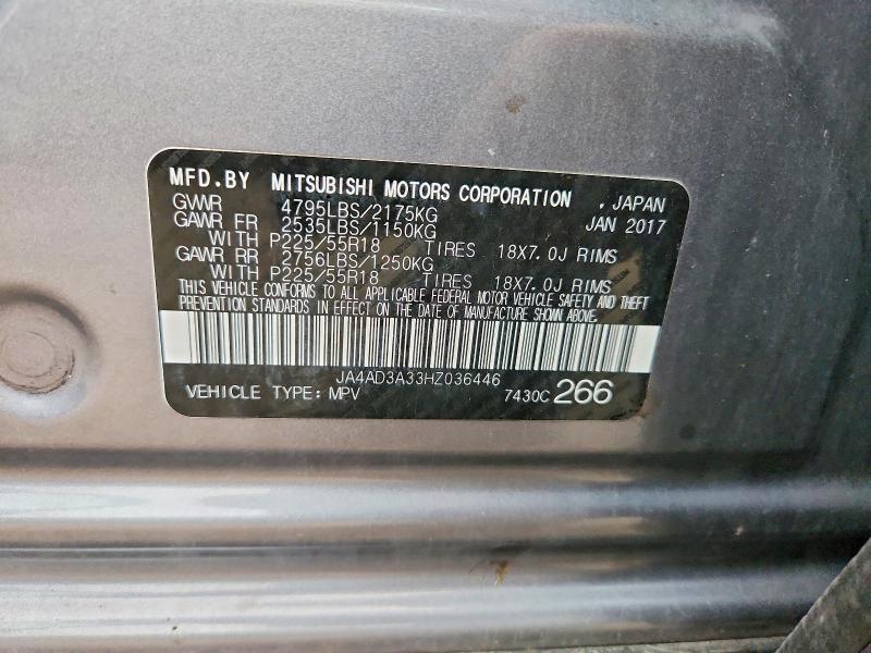Продажа на аукционе авто 2017 Mitsubishi Outlander, vin: JA4AD3A33HZ036446, номер лота: 64672146