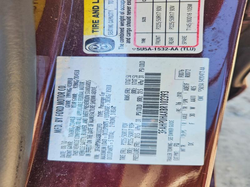 Продажа на аукционе авто 2011 Ford Fusion, vin: 3FAHP0HAXBR102393, номер лота: 63934496