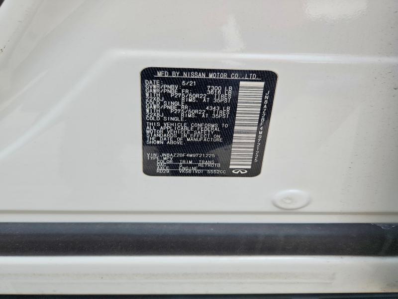 2021 Infiniti Qx80 მანქანა იყიდება აუქციონზე, vin: JN8AZ2BF4M9721225, აუქციონის ნომერი: 66429226