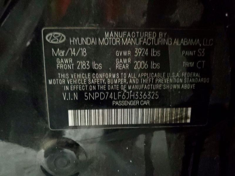 Продажа на аукционе авто 2018 Hyundai Elantra, vin: 5NPD74LF6JH336325, номер лота: 67156746