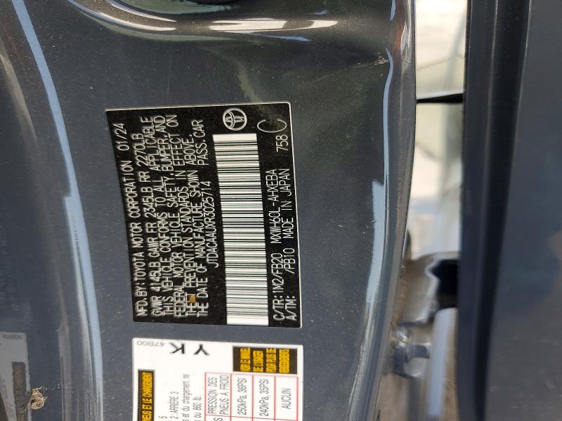 2024 Toyota Prius მანქანა იყიდება აუქციონზე, vin: JTDACAAUXR3025714, აუქციონის ნომერი: 64389056
