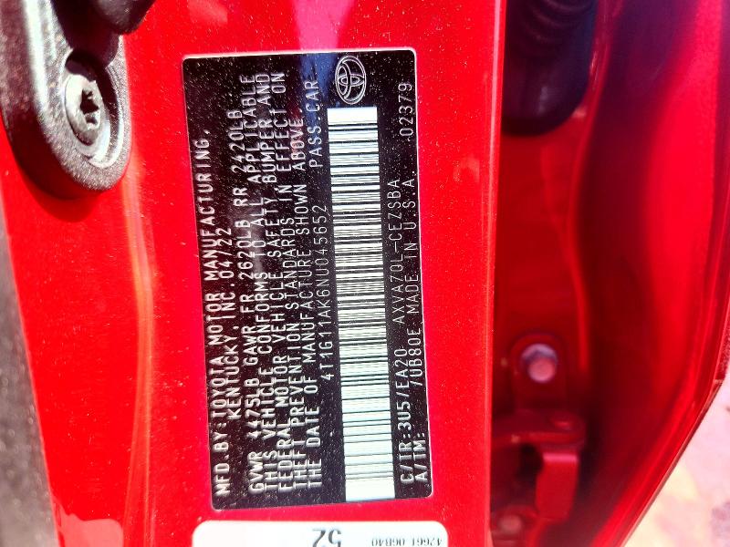 Продаж на аукціоні авто 2022 Toyota Camry, vin: 4T1G11AK6NU045652, номер лоту: 65352926