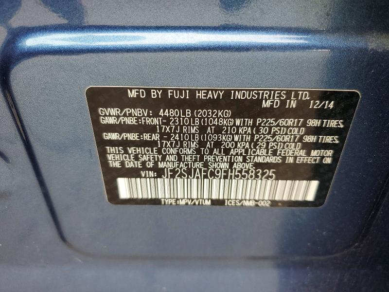 67369776 :رقم المزاد ، JF2SJAFC9FH558325 vin ، 2015 Subaru Forester مزاد بيع