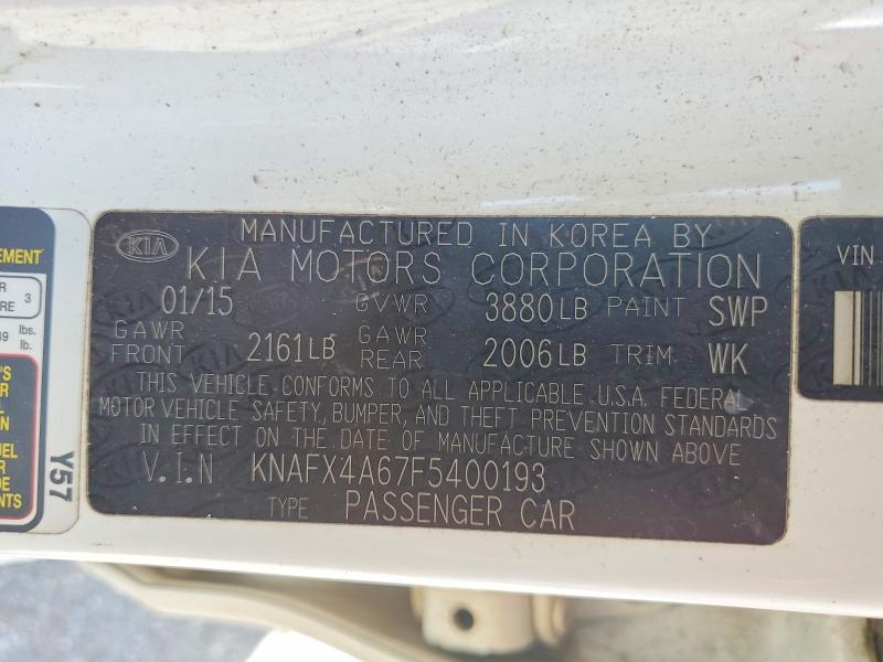 67338336 :رقم المزاد ، KNAFX4A67F5400193 vin ، 2015 Kia Forte مزاد بيع