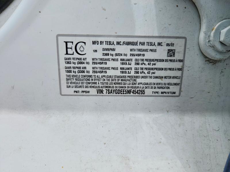 Продажа на аукционе авто 2022 Tesla Mdl Y, vin: 7SAYGDEE5NF454265, номер лота: 64054136