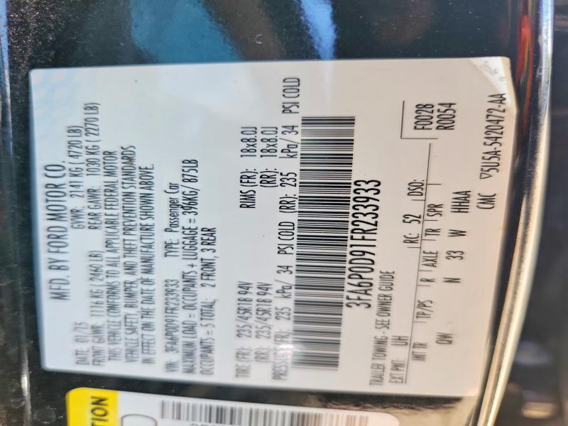 63762056 :رقم المزاد ، 3FA6P0D91FR233933 vin ، 2015 Ford Fusion مزاد بيع