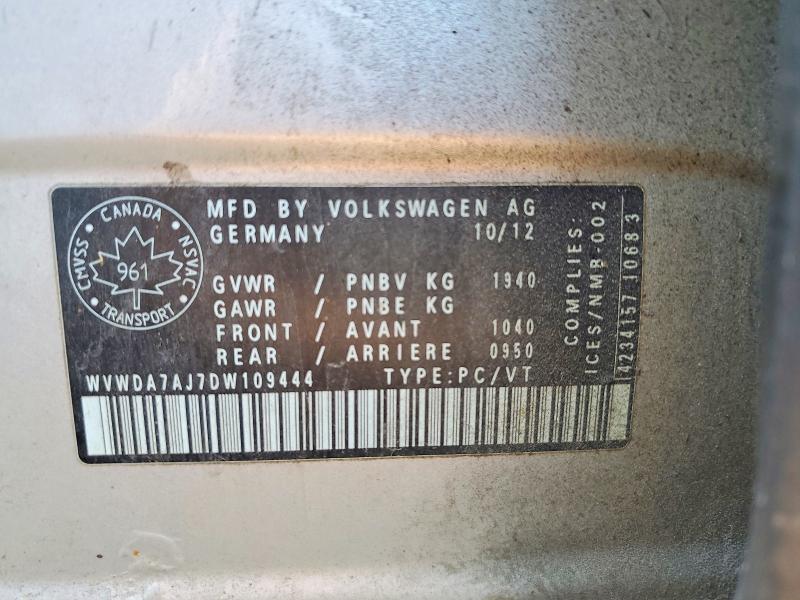 66603276 :رقم المزاد ، WVWDA7AJ7DW109444 vin ، 2013 Volkswagen Golf مزاد بيع