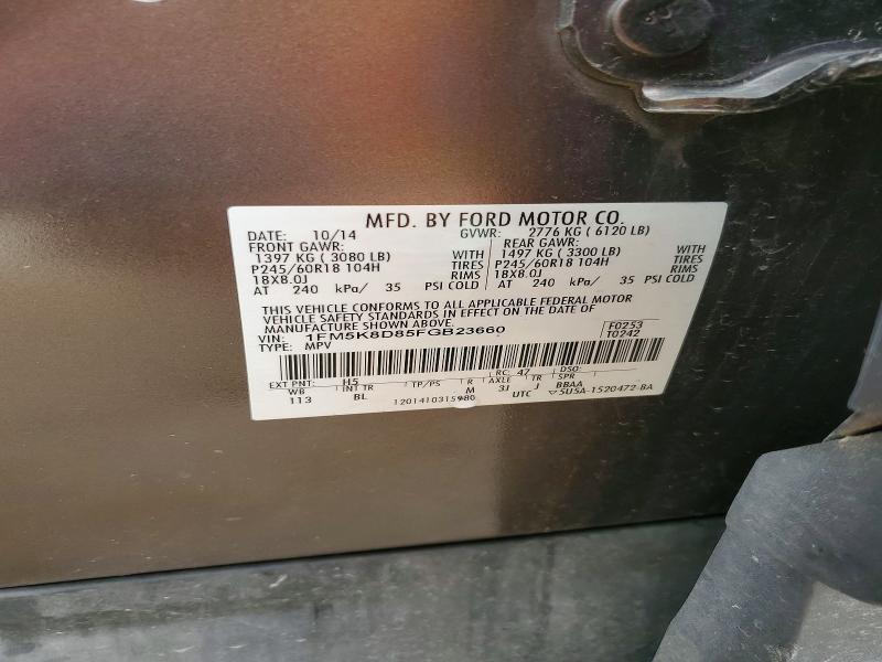 Aukcja sprzedaży 2015 Ford Explorer, vin: 1FM5K8D85FGB23660, numer aukcji: 64893776
