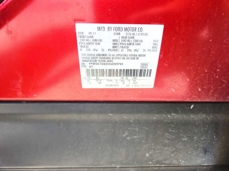 Продажа на аукционе авто 2017 Ford Explorer, vin: 1FM5K7D82HGD95791, номер лота: 61900286