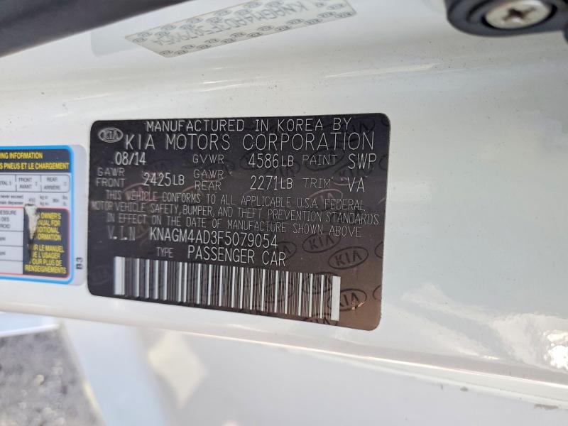 Aukcja sprzedaży 2015 Kia Optima, vin: KNAGM4AD3F5079054, numer aukcji: 66015496