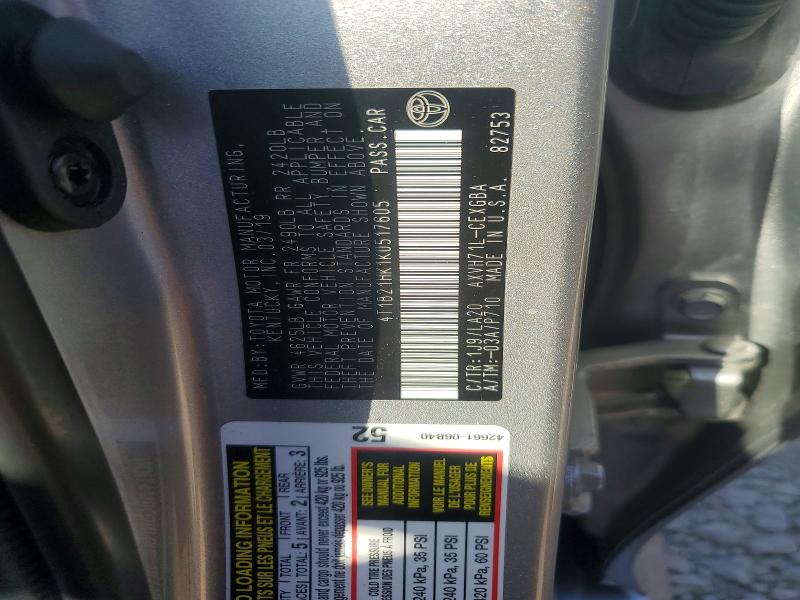 63466876 :رقم المزاد ، 4T1B21HK1KU517605 vin ، 2019 Toyota Camry Hybrid مزاد بيع