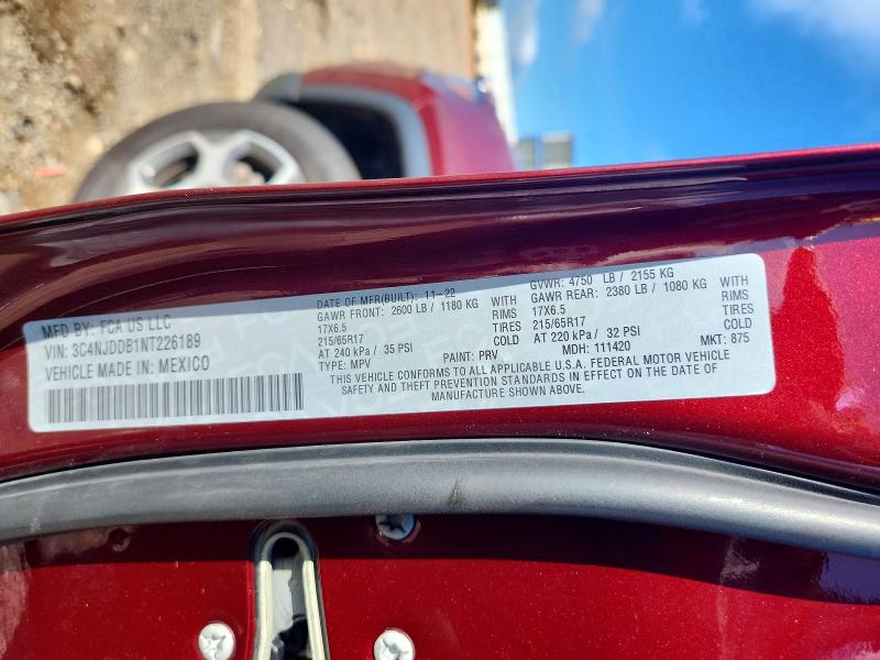 63853146 :رقم المزاد ، 3C4NJDDB1NT226189 vin ، 2022 Jeep Compass مزاد بيع