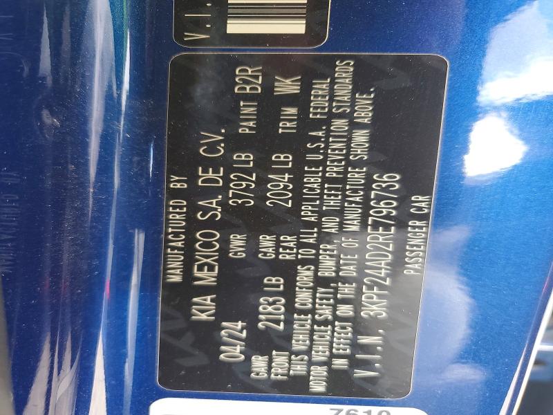 Продажа на аукционе авто 2024 Kia Forte, vin: 3KPF24AD2RE796736, номер лота: 64517426