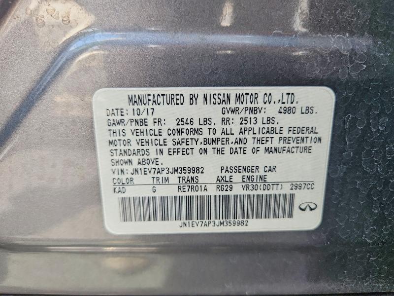 Продажа на аукционе авто 2018 Infiniti Q50, vin: JN1EV7AP3JM359982, номер лота: 64643246