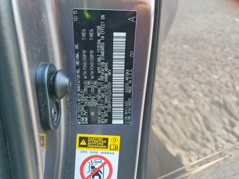 Aukcja sprzedaży 2016 Toyota Highlander, vin: 5TDDKRFH2GS241059, numer aukcji: 63111096