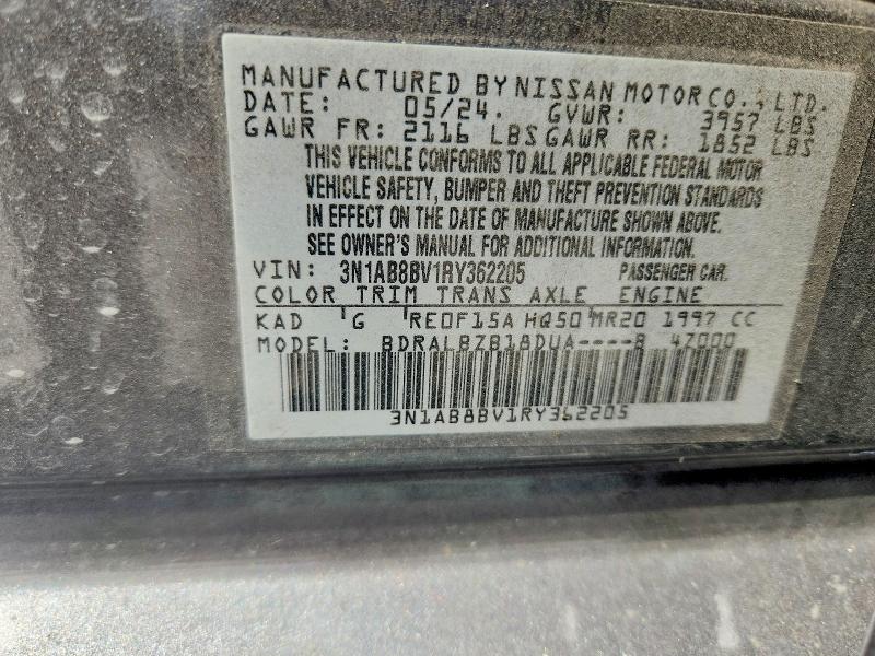 Aukcja sprzedaży 2024 Nissan Sentra, vin: 3N1AB8BV1RY362205, numer aukcji: 66705396