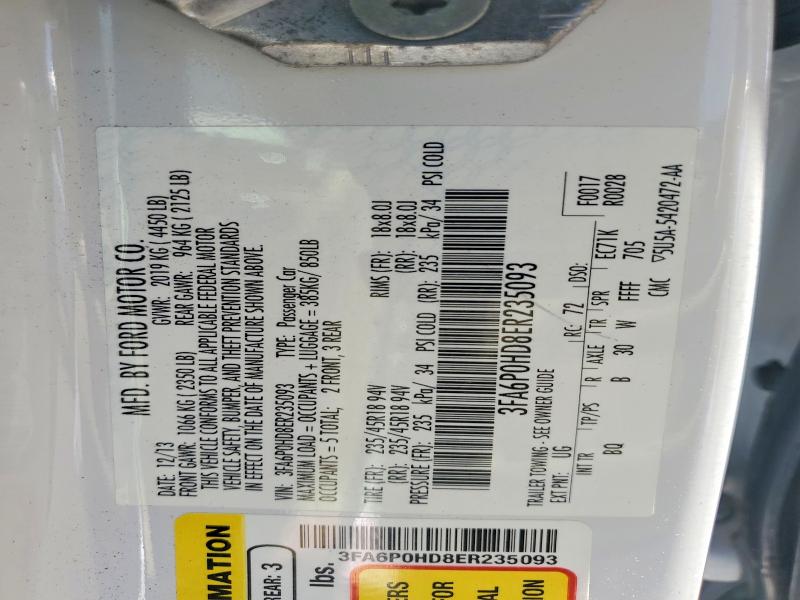 2014 Ford Fusion მანქანა იყიდება აუქციონზე, vin: 3FA6P0HD8ER235093, აუქციონის ნომერი: 67188906
