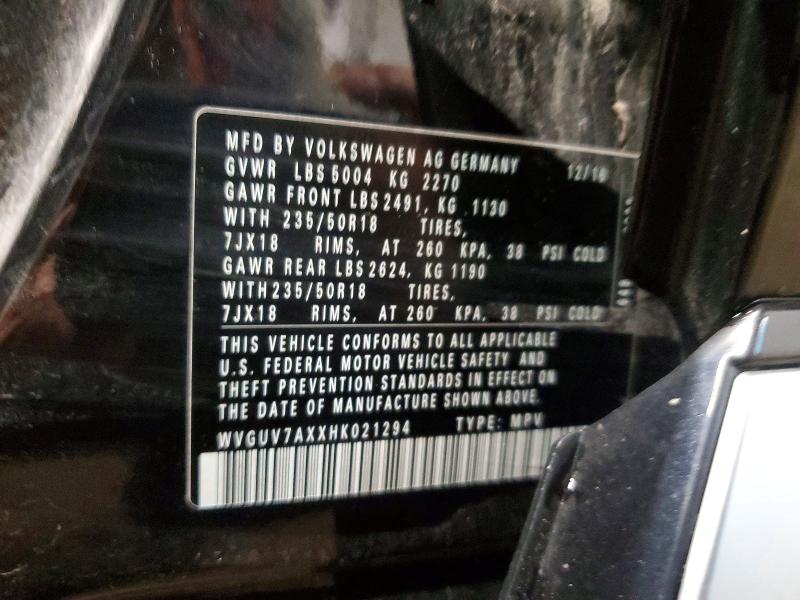 Aukcja sprzedaży 2017 Volkswagen Tiguan, vin: WVGUV7AXXHK021294, numer aukcji: 64928796