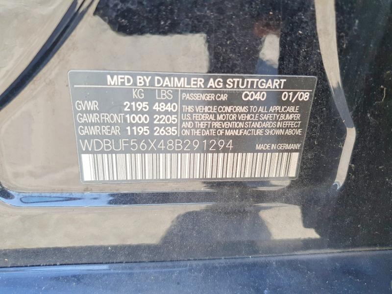 65128286 :رقم المزاد ، WDBUF56X48B291294 vin ، 2008 Mercedes-benz E مزاد بيع