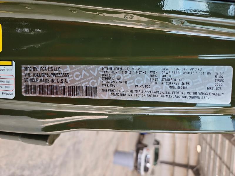 63869086 :رقم المزاد ، 1C4JJXP60PW553565 vin ، 2023 Jeep Wrangler مزاد بيع