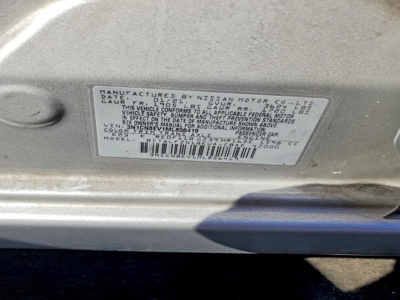 Aukcja sprzedaży 2021 Nissan Versa, vin: 3N1CN8EV1ML856419, numer aukcji: 65492746