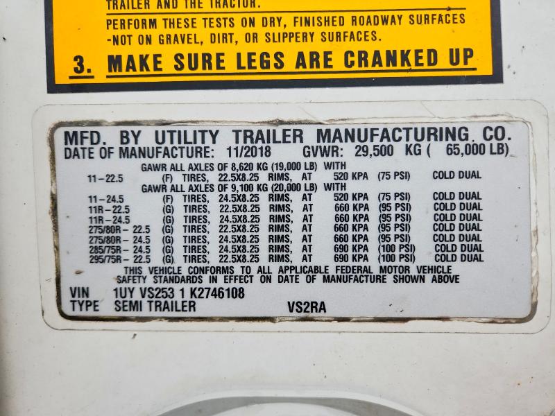 Продаж на аукціоні авто 2019 Reefer Utility Trailer, vin: 1UYVS2531K2746108, номер лоту: 66755126