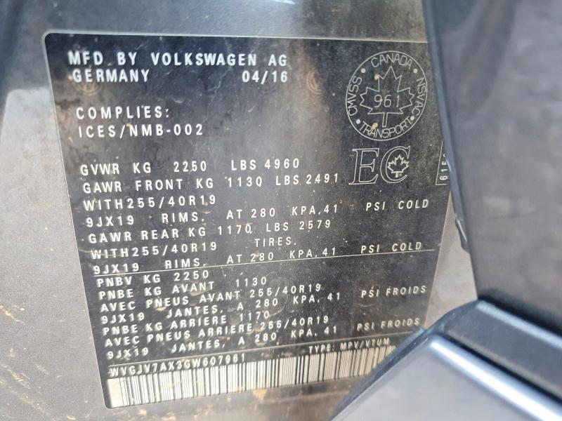 2016 Volkswagen Tiguan მანქანა იყიდება აუქციონზე, vin: WVGJV7AX3GW607961, აუქციონის ნომერი: 66806776