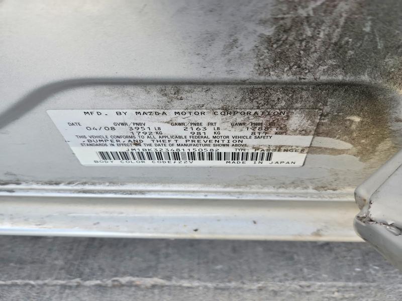 65011716 :رقم المزاد ، JM1BK323481150582 vin ، 2008 Mazda 3 مزاد بيع