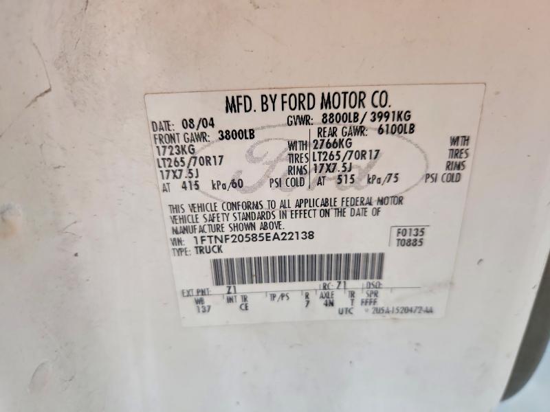 Aukcja sprzedaży 2005 Ford F250, vin: 1FTNF20585EA22138, numer aukcji: 64597026