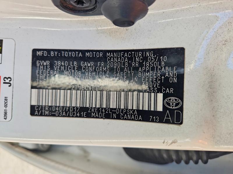 Aukcja sprzedaży 2010 Toyota Corolla, vin: 2T1BU4EE1AC413187, numer aukcji: 65681336