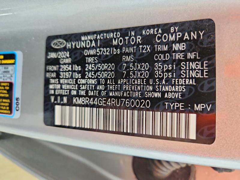 2024 Hyundai Palisade მანქანა იყიდება აუქციონზე, vin: KM8R44GE4RU760020, აუქციონის ნომერი: 64994506