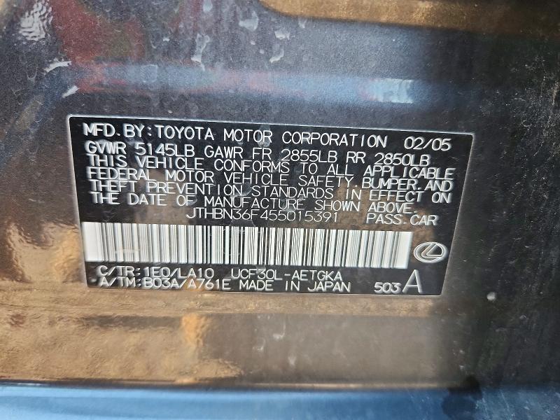64272636 :رقم المزاد ، JTHBN36F455015391 vin ، 2005 Lexus Ls مزاد بيع