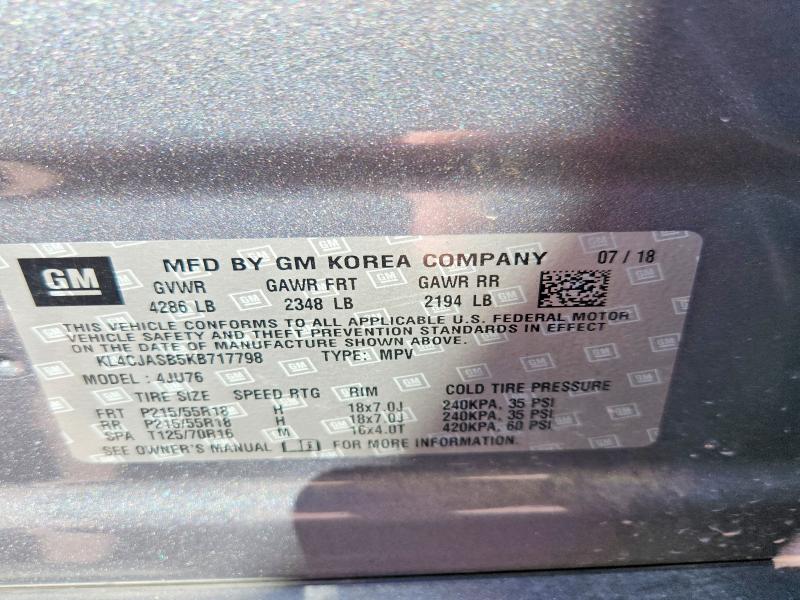 66571166 :رقم المزاد ، KL4CJASB5KB717798 vin ، 2019 Buick Encore مزاد بيع