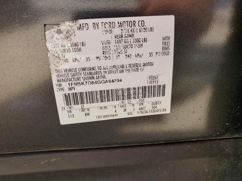 2027 Ford Explorer მანქანა იყიდება აუქციონზე, vin: 1FM5K7D84GGA84894, აუქციონის ნომერი: 63315896