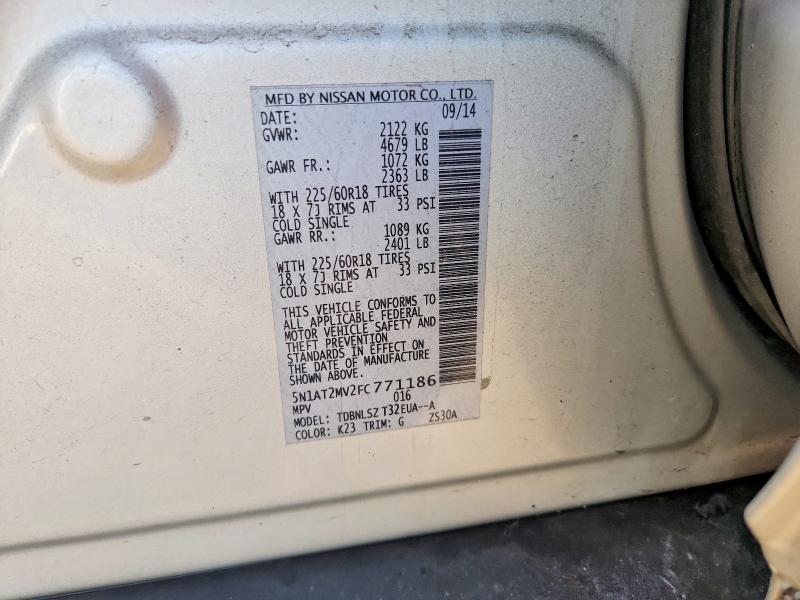 Продаж на аукціоні авто 2015 Nissan Rogue, vin: 5N1AT2MV2FC771186, номер лоту: 65832676