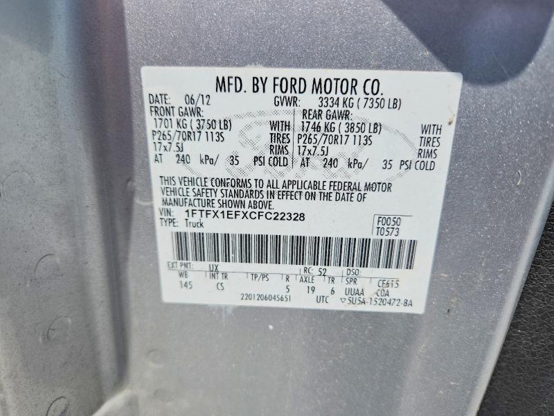 Aukcja sprzedaży 2012 Ford F150, vin: 1FTFX1EFXCFC22328, numer aukcji: 64993306