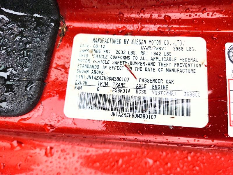 Продажа на аукционе авто 2013 Nissan 370z, vin: JN1AZ4EH6DM380107, номер лота: 63169916