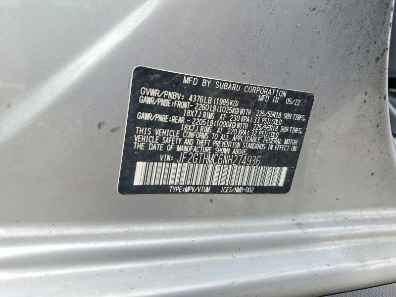 Aukcja sprzedaży 2022 Subaru Crosstrek, vin: JF2GTHMC6NH274936, numer aukcji: 65111176