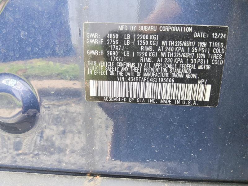 Aukcja sprzedaży 2025 Subaru Outback, vin: 4S4BTAFC4S3195606, numer aukcji: 66639546
