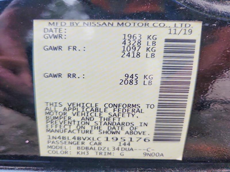 66641556 :رقم المزاد ، 1N4BL4BVXLC195176 vin ، 2020 Nissan Altima مزاد بيع