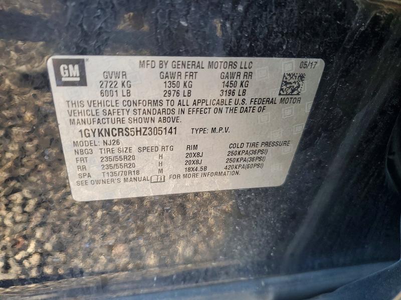 66705606 :رقم المزاد ، 1GYKNCRS5HZ305141 vin ، 2017 Cadillac Xt5 مزاد بيع