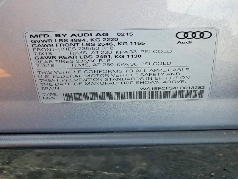 Aukcja sprzedaży 2015 Audi Q3, vin: WA1EFCFS4FR013282, numer aukcji: 66218526