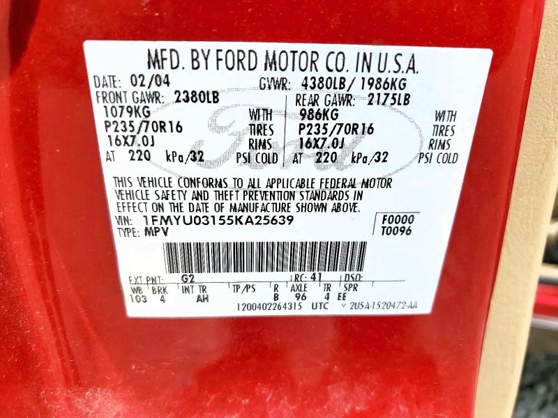 Aukcja sprzedaży 2005 Ford Escape, vin: 1FMYU03155KA25639, numer aukcji: 67353686