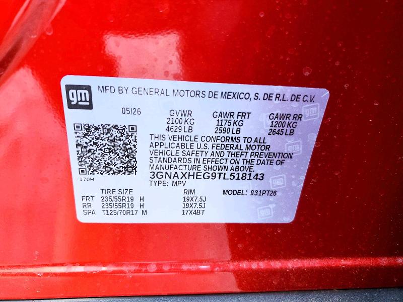 64997866 :رقم المزاد ، 3GNAXHEG9TL518143 vin ، 2026 Chevrolet Equinox مزاد بيع