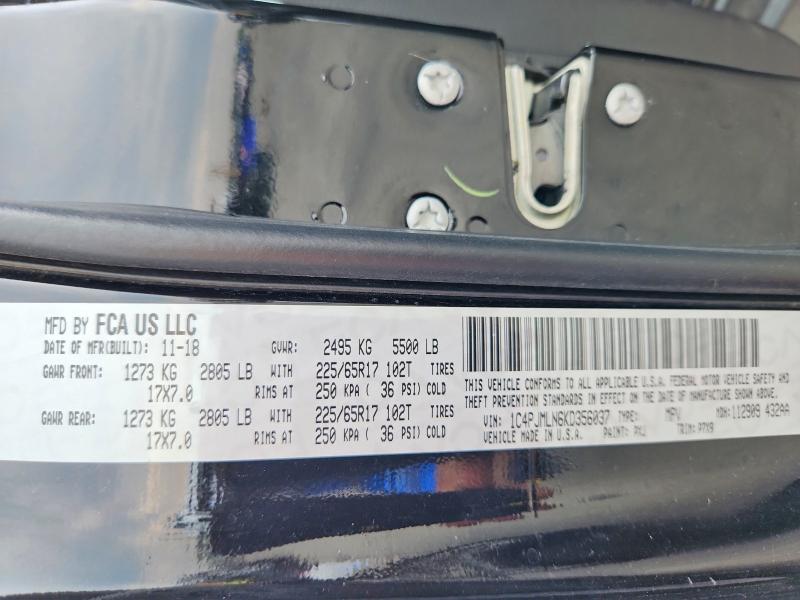 Продажа на аукционе авто 2019 Jeep Cherokee, vin: 1C4PJMLN6KD356037, номер лота: 63691916
