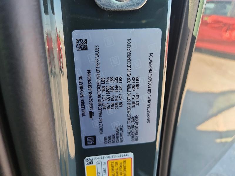 Aukcja sprzedaży 2025 Gmc Yukon, vin: 1GKS2VRL4SR255444, numer aukcji: 63364806